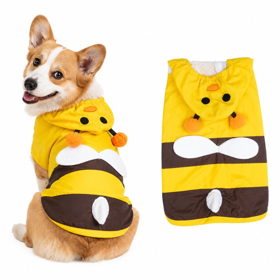 犬 レインコート ミツバチ 小型犬 中型犬 犬服 雨具 カッパ フード付き