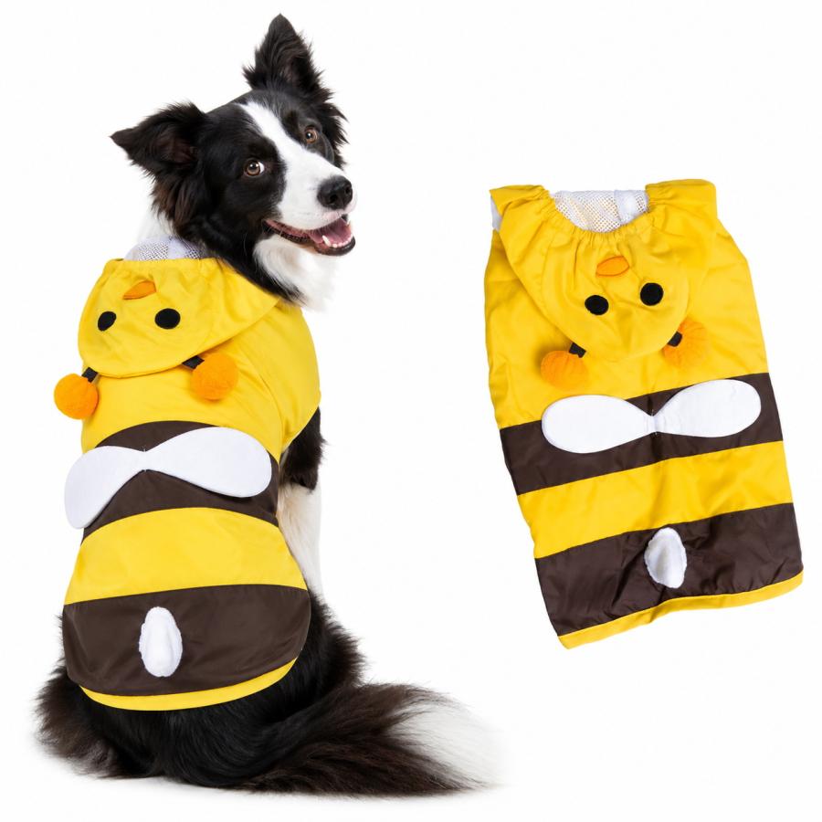 犬 レインコート ミツバチ 大型犬 中型犬 犬服 雨具 カッパ フード付き