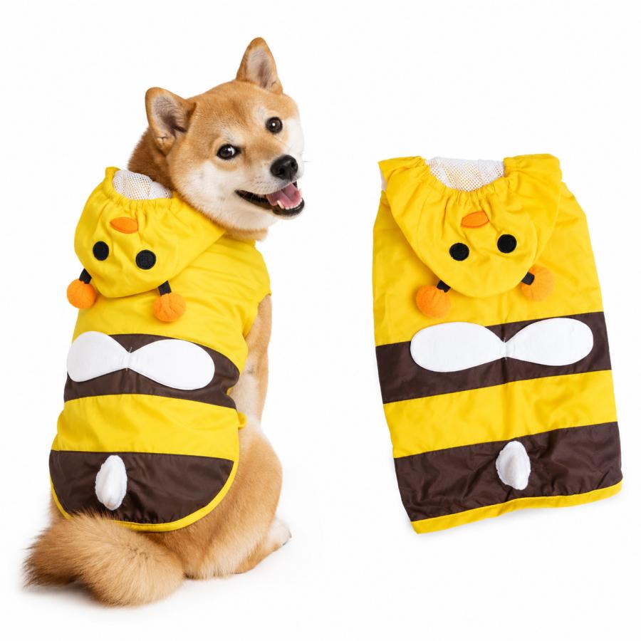 犬 レインコート ミツバチ 大型犬 中型犬 犬服 雨具 カッパ フード付き