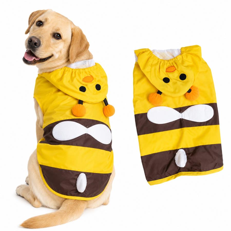 犬 レインコート ミツバチ 大型犬 中型犬 犬服 雨具 カッパ フード付き