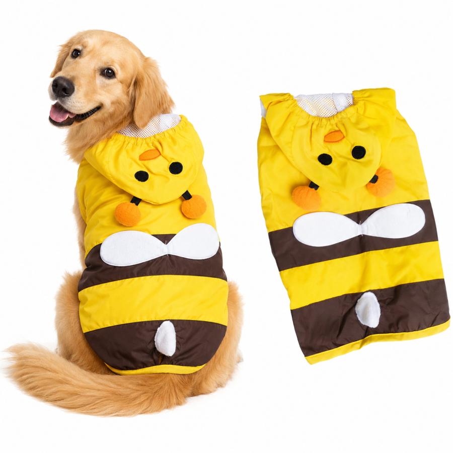 犬 レインコート ミツバチ 大型犬 中型犬 犬服 雨具 カッパ フード付き
