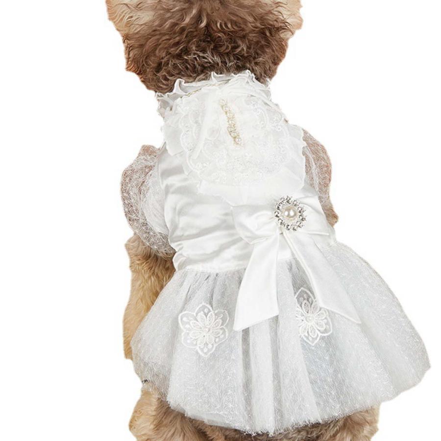 犬 服 ドレス 春夏 犬服 犬の服 ウェディングドレス ホワイト パール