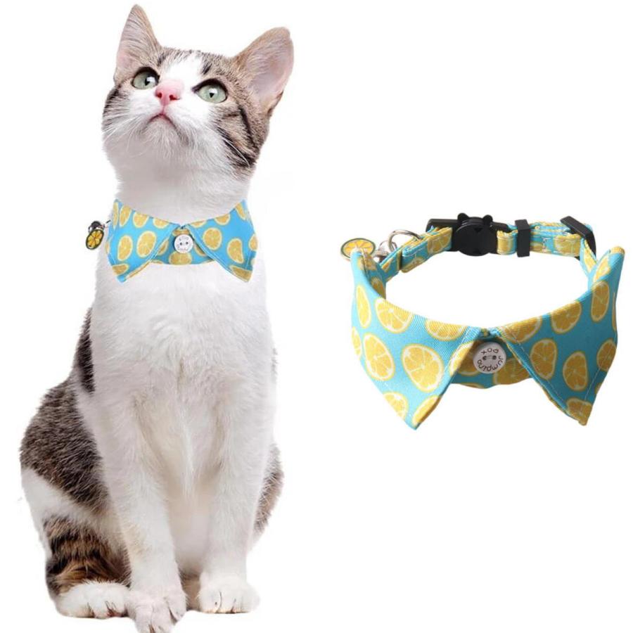 猫 首輪 襟付き デザインカラー 布製 セーフティバックル 取り外し可能