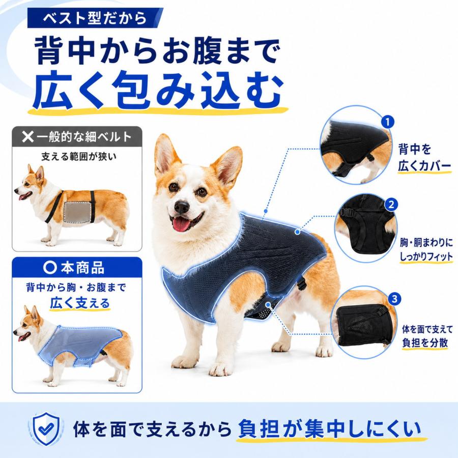 犬用 背中サポーター コルセット メッシュ 5本スプリント シニア犬 術