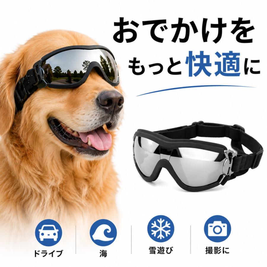 犬 サングラス ペット用 ゴーグル 犬用ゴーグル UVカット 防風 花粉