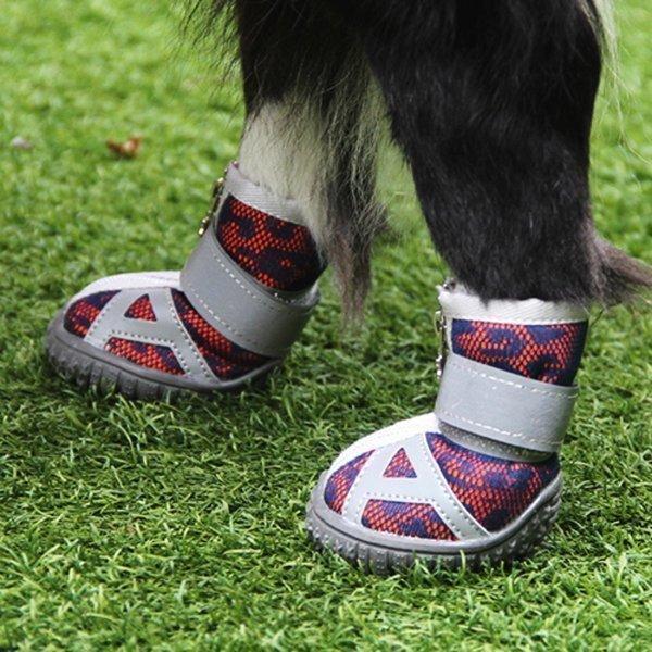 犬靴 ファスナー 大型犬 脱げない 滑りにくい ゴム底 夏 通気 軽量