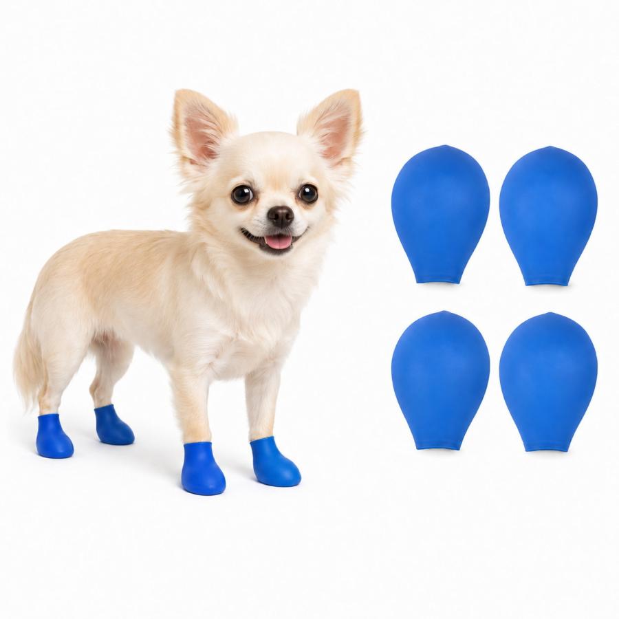 犬 靴 犬用靴 XS 4個セット 小型犬 チワワ 防水 ラバーブーツ レイン