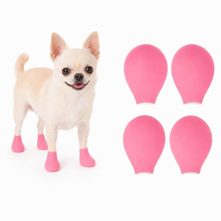 犬 靴 犬用靴 XS 4個セット 小型犬 チワワ 防水 ラバーブーツ レイン