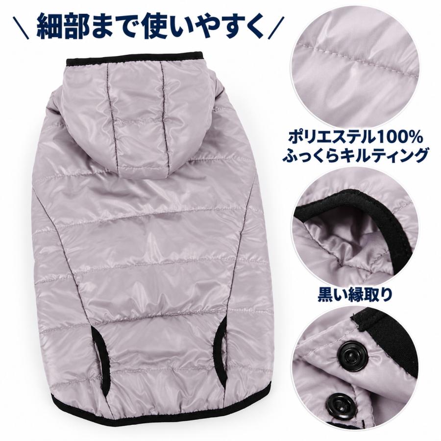 犬 服 冬 中綿ベスト 防寒 ジャケット フード付き 袖なし 前開き 中型