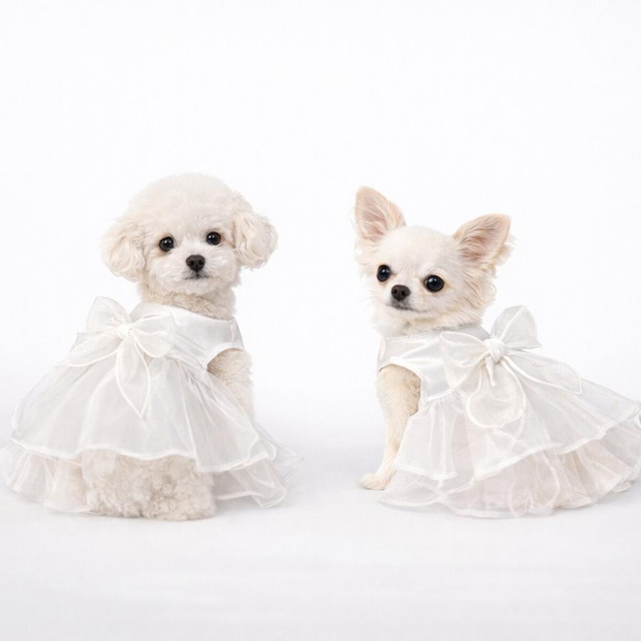 犬 服 ドレス 春夏 犬服 犬の服 ウェディングドレス ホワイト フラワー