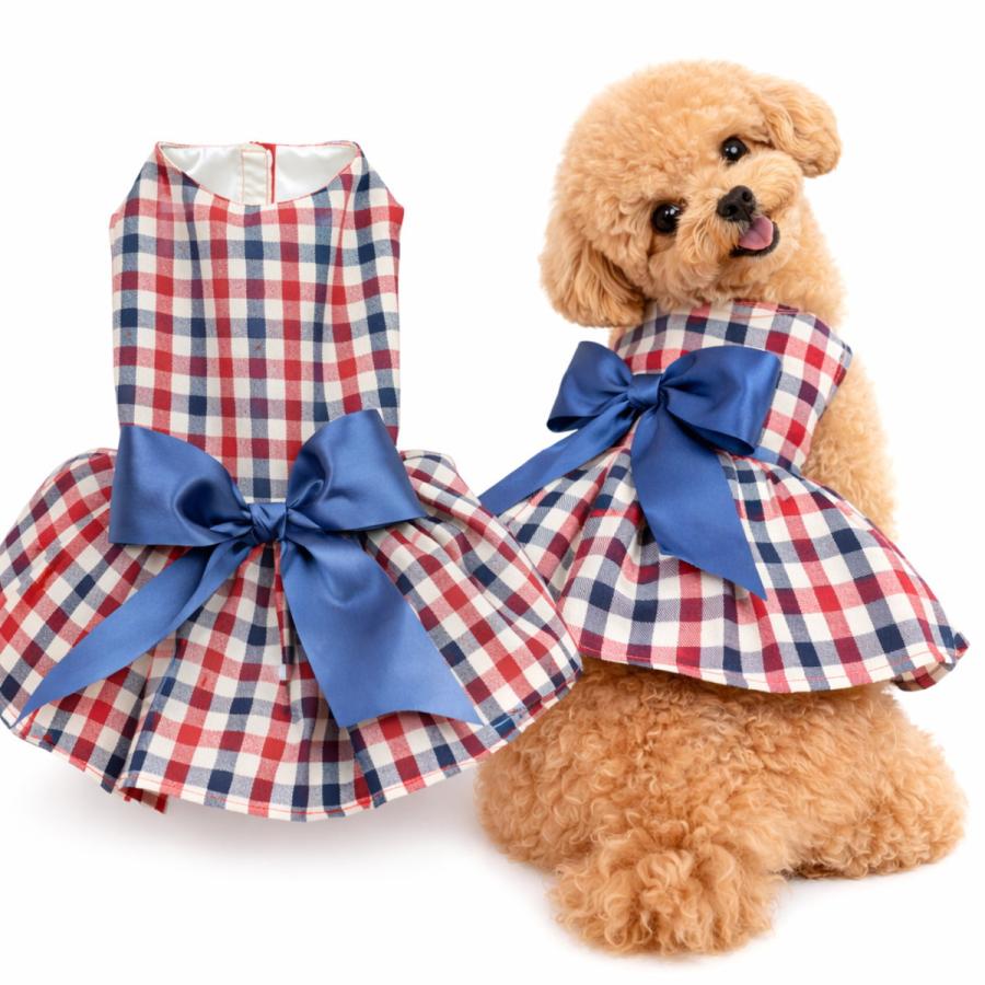 セール 犬 服 ドレス 犬服 ワンピース 小型犬 中型犬 リボン チェック