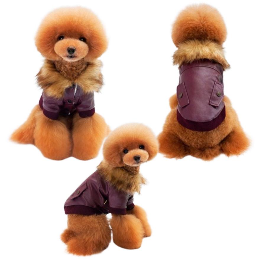 SALE 20％OFF／在庫限り】犬用 防寒 フェイクレザージャケット 中綿