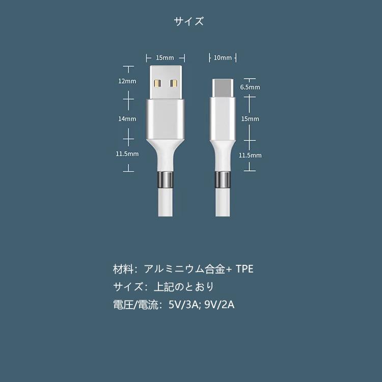 マグネット充電ケーブル iPhone Type-C Micro USB 高速充電 iPhone 充電 ケーブル 磁石 防塵 着脱式 断線に強い マグネット端子 翌日発送 全国無料｜nikki-ll｜06