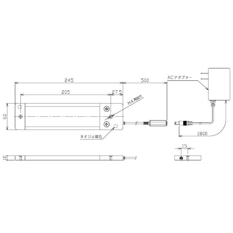 調光機能付き面発光LEDライト　NLUD05-AC　ACアダプター2m付　(日機直販)