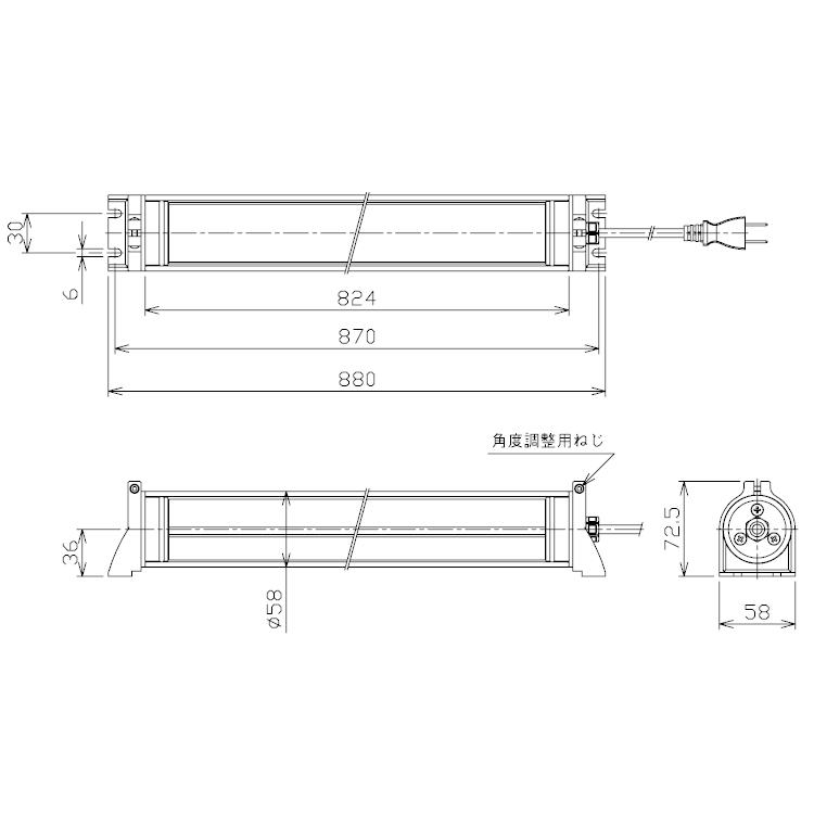 筒型防水LEDライト NLM40SG-AC 2mケーブル プラグ付 (日機直販)｜nikki-ys｜02