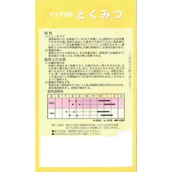 増田採種場 マスダ交配 キャベツ とくみつ ［内容量:約150粒