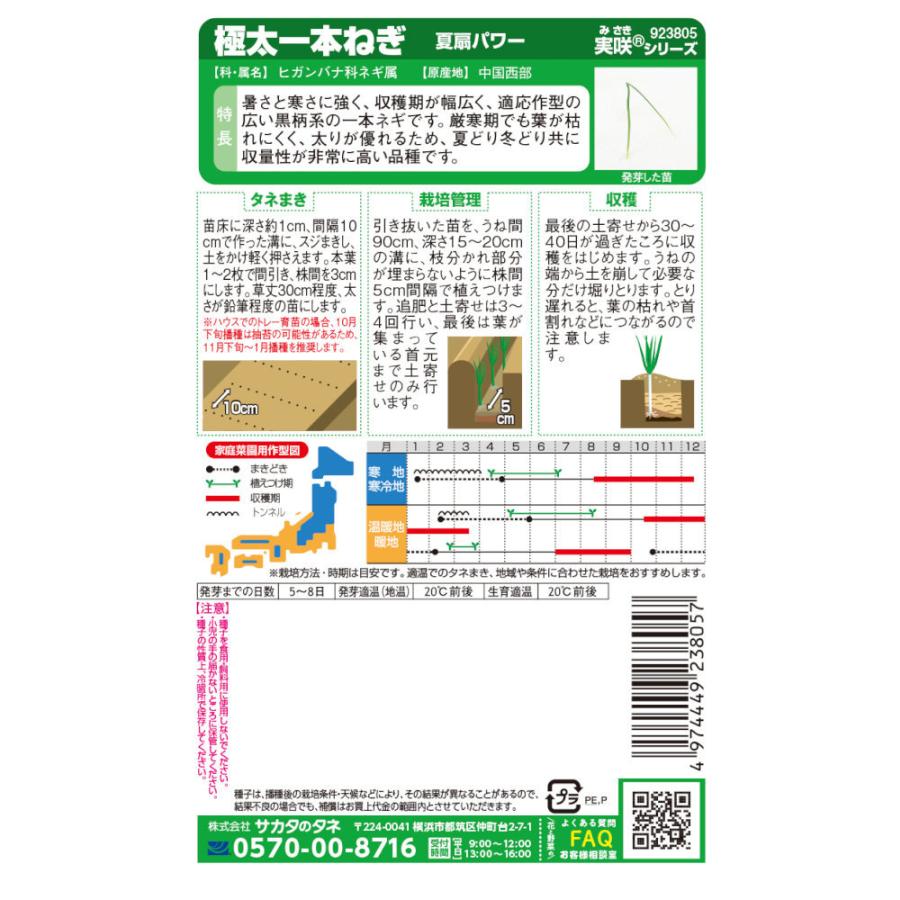 サカタのタネ ネギ 極太一本ねぎ 夏扇パワーのタネ[内容量:3ml] : 日光種苗ヤフー店 - 通販 - Yahoo!ショッピング