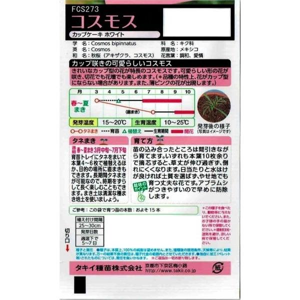 タキイ種苗 コスモス カップケーキホワイト 0 5ml Sta1297 日光種苗ヤフー店 通販 Yahoo ショッピング