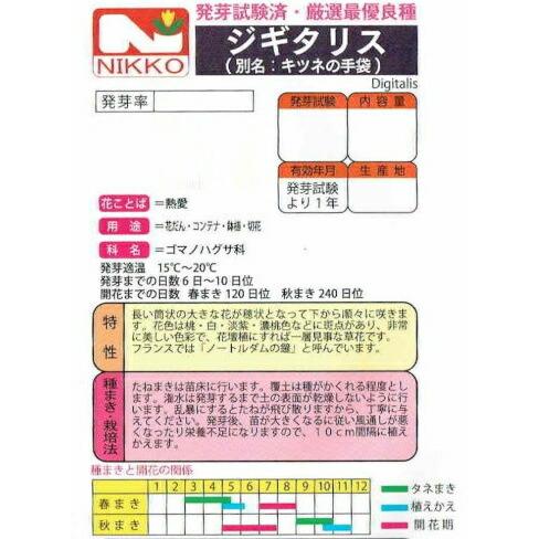 日光種苗 ジギタリスのタネ［内容量:1L］（ジキタリス）の画像