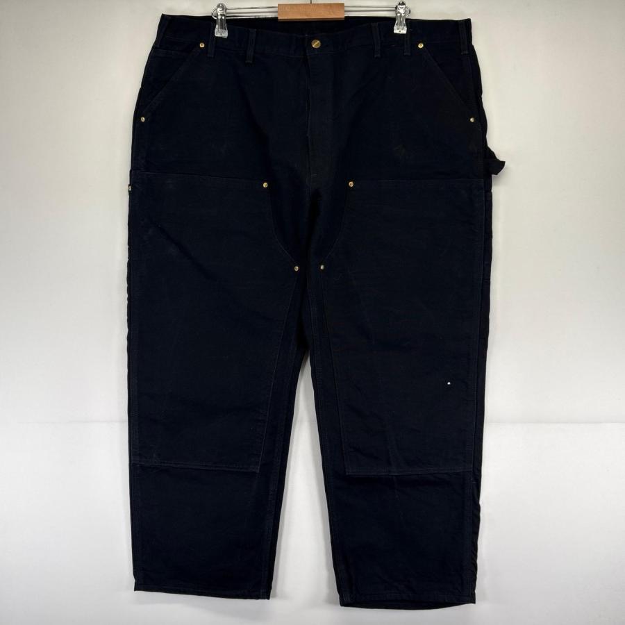 古着 カーハート Carhartt USA製 ダック パンツ ペインター ダブルニー ワーク 大きいサイズ w46×L30  ブラック系 メンズ Carhartt（カーハート） 古着 Carhartt USA製 ダック パンツ