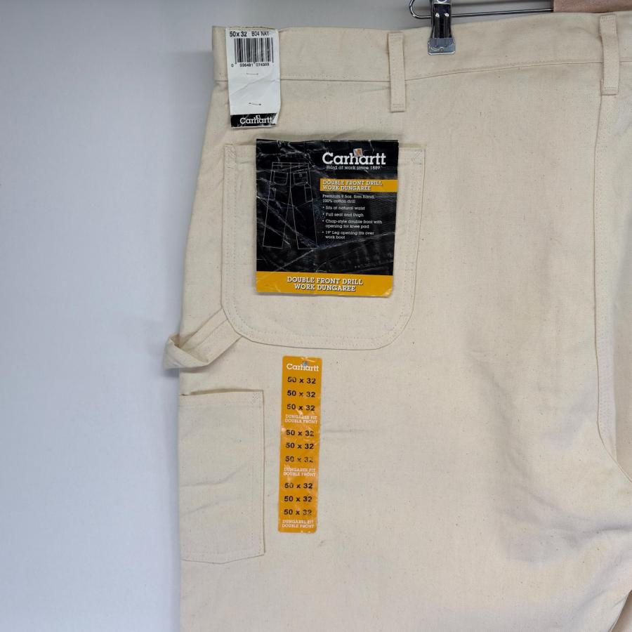 古着 デッドストック カーハート Carhartt USA製 ダック パンツ ペインター ダブルニー 大きいサイズ W50 L32  ホワイト系 メンズ Carhartt（カーハート） 古着 デッドストック Carhartt USA製 ダック