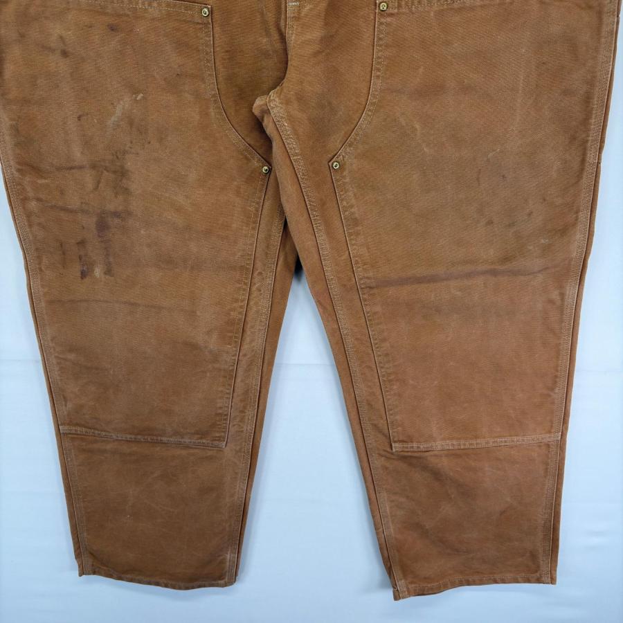 古着 カーハート Carhartt USA製 ダック パンツ ペインター カーゴ ワーク ジッパーフライ ダブルニー w46 L32  ブラウン系 メンズ Carhartt（カーハート） 古着 Carhartt USA製 ダック パンツ