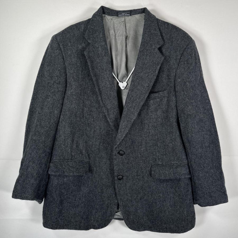 <美品>TAGLIATORE グレー ウール ツイード ジャケット サイズ44 WOOLRICH（ウールリッチ） USA古着 ツイード テーラードジャケット