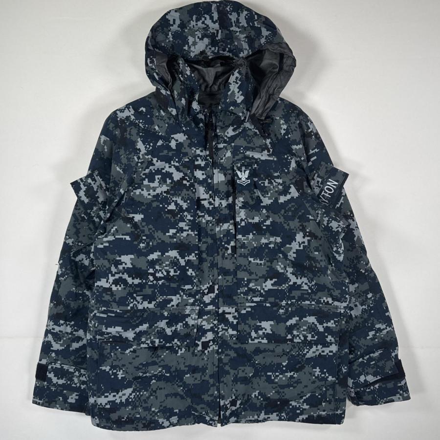 古着 ミリタリージャケット ECWCS GORE-TEX デジカモ ゴアテックスパーカー 米軍 実物 迷彩 ワッペン  small short  ネイビー メンズ USA古着 ミリタリージャケット ECWCS GORE-TEX デジカモ ゴアテックス