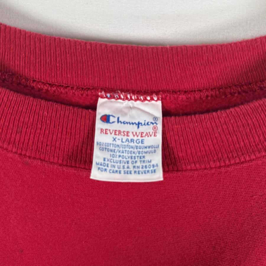 古着 90's/90年代 ヴィンテージ チャンピオン Champion USA製 長袖 スウェット リバースウィーブ ワンポイント 刺繍 USA製 XL  レッド 無地 メンズ Champion（チャンピオン） USA古着 90's/90年代 ヴィンテージ 長袖
