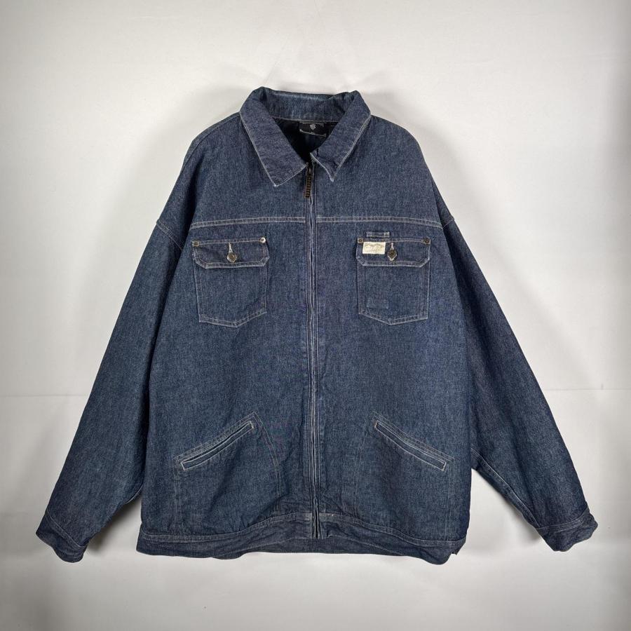 古着 ロカウェア ROCAWEAR デニム デニムジャケット フルジップ ビッグロゴ キルティングライナー XXXL インディゴブルー メンズ USA古着 ロカウェア ROCAWEAR デニム デニムジャケット フルジップ