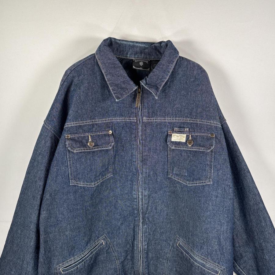 Rocawear デニムジャケット インディゴ Lサイズ USA古着 ロカウェア ROCAWEAR デニム デニムジャケット フルジップ