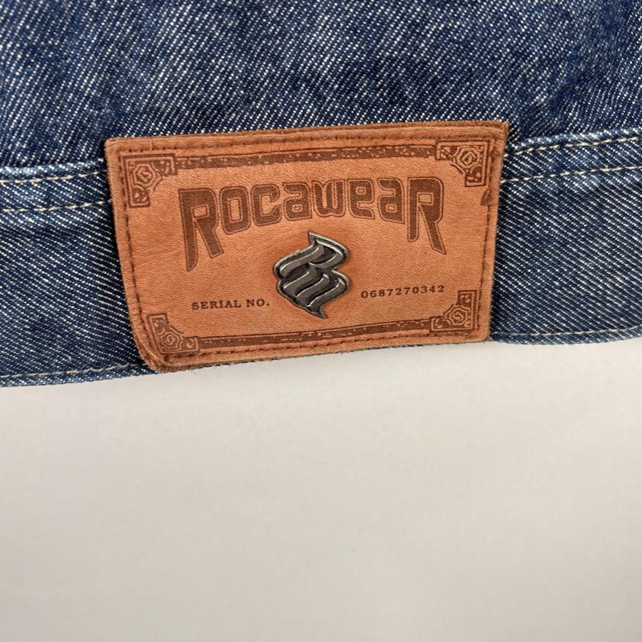 古着 ロカウェア ROCAWEAR デニム デニムジャケット フルジップ ビッグロゴ キルティングライナー XXXL インディゴブルー メンズ USA古着 ロカウェア ROCAWEAR デニム デニムジャケット フルジップ