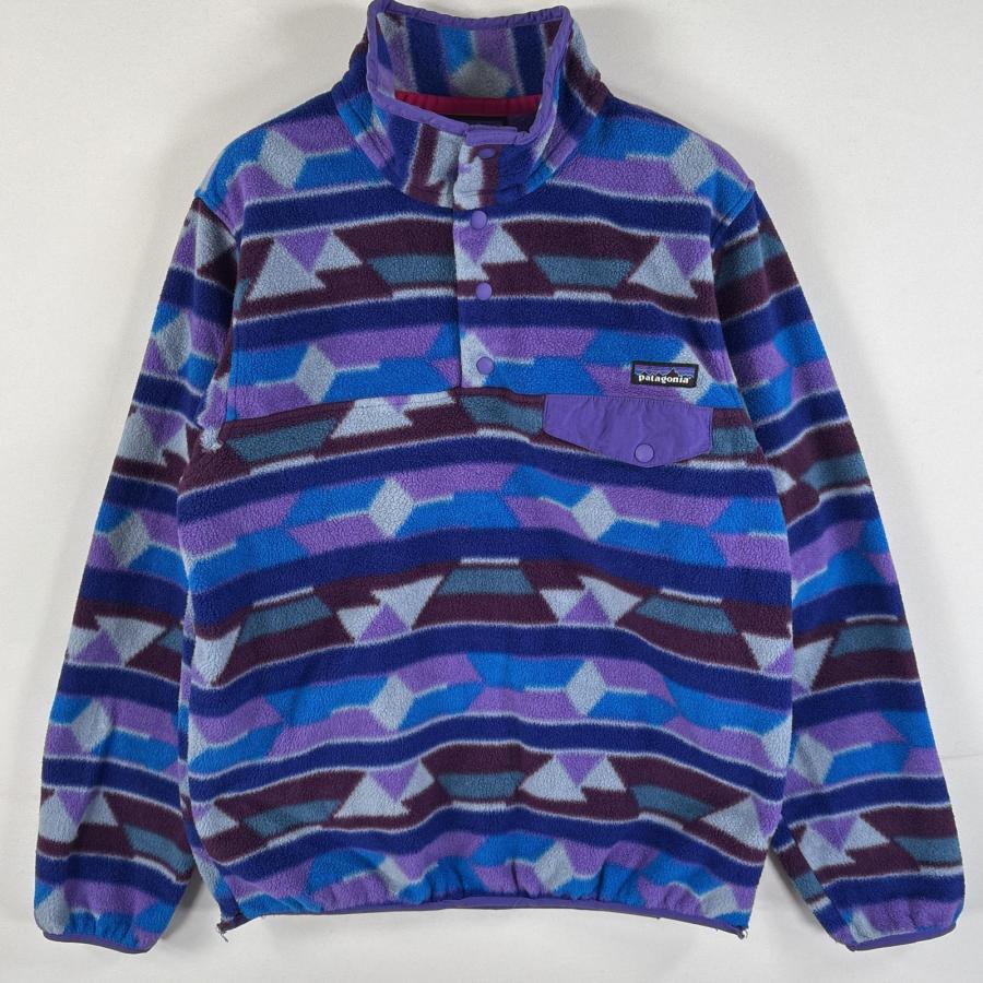 古着 パタゴニア patagonia フリースジャケット シンチラ ハーフボタン フラップポケット ワンポイントロゴ S  ブルー系 総柄 レディース patagonia（パタゴニア） 古着 フリースジャケット シンチラ ハーフ