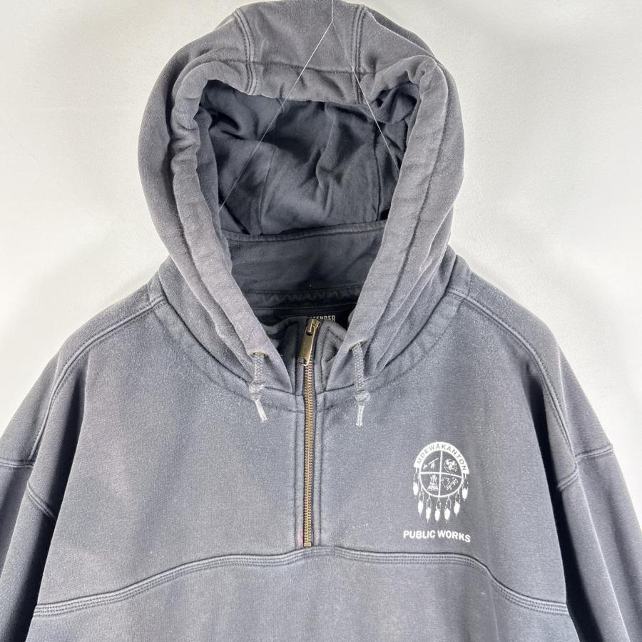 古着 カーハート Carhartt パーカー 大きいサイズ ハーフジップ ワンポイントロゴ刺繍 プルオーバー 3XL  グレー系 メンズ Carhartt（カーハート） 古着 パーカー ハーフジップ ワンポイントロゴ