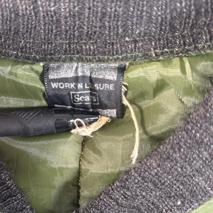 70s シアーズ　キルティングダウンベスト オリーブグリーン　ビンテージ　M 古着 70s WoolRich 計量 100% ナイロン シェル ダウン ベスト ミント