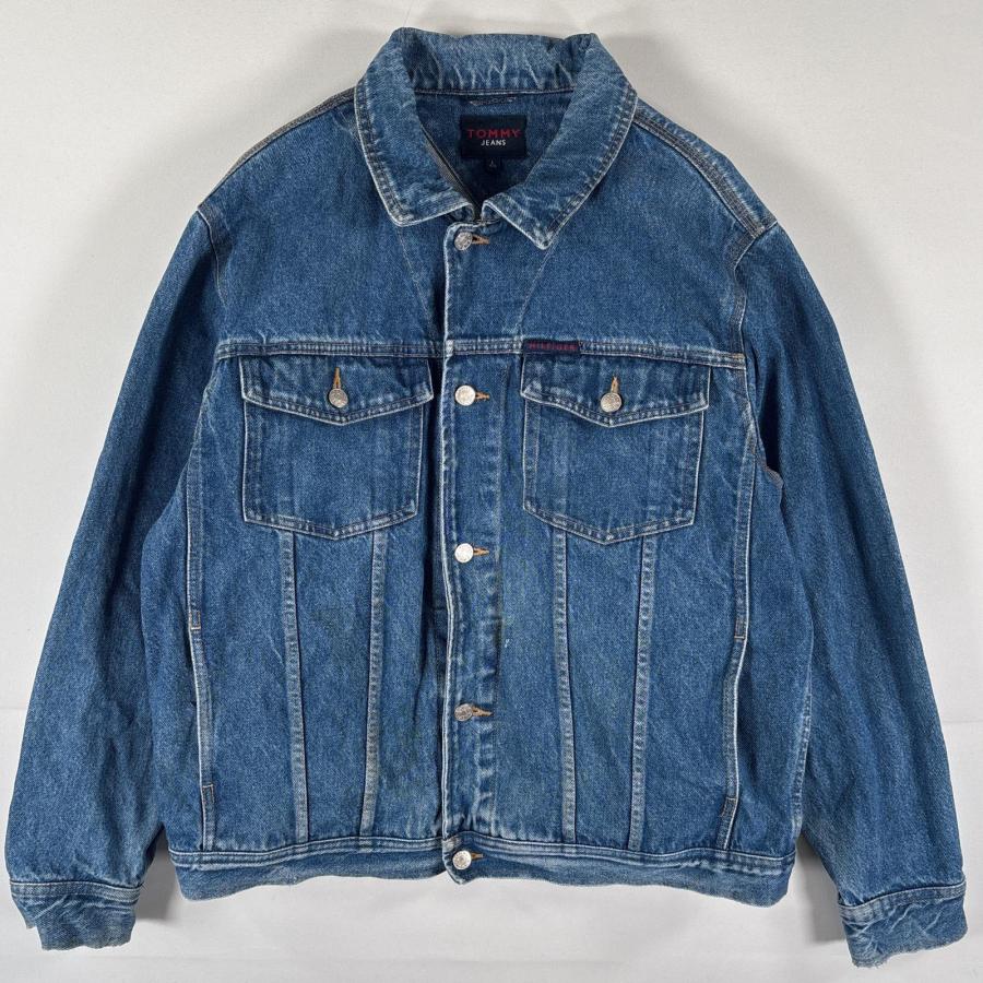 古着 トミージーンズ TOMMY JEANS デニムジャケット ワンポイントロゴ 