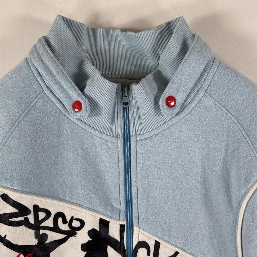 古着  ecko unltd スウェットスタジャン フルジップ ヒップホップ 大きいサイズ ロゴプリント刺繍 XXL  水色 メンズ 古着 ecko unltd スウェットスタジャン フルジップ ヒップホップ