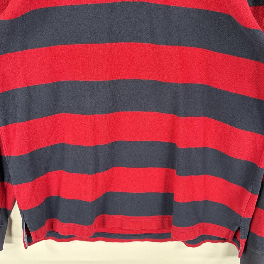 ブルックスブラザーズ　ラグビーシャツ　ボーダー　2XLサイズ　古着　レッド BROOKS BROTHERS（ブルックスブラザーズ） 古着 長袖 ラガーシャツ