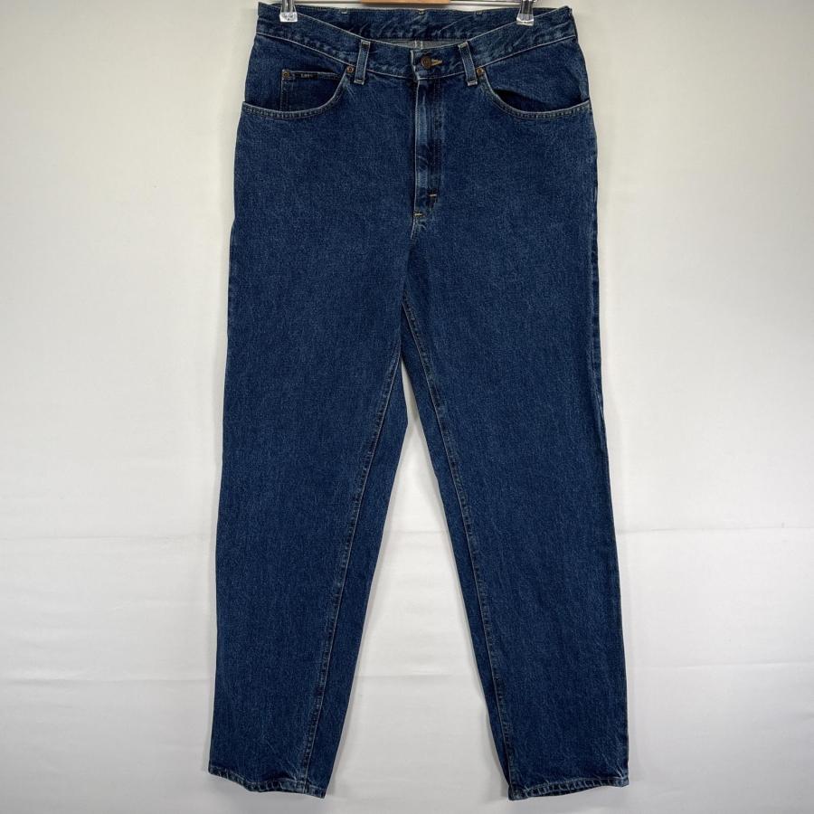 古着 リー Lee デニムパンツ 革パッチ ジーンズ ジーパン 色落ち ヒゲ 