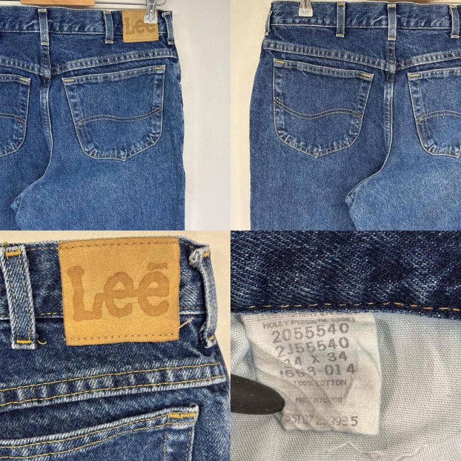 古着 リー Lee デニムパンツ 革パッチ ジーンズ ジーパン 色落ち ヒゲ 