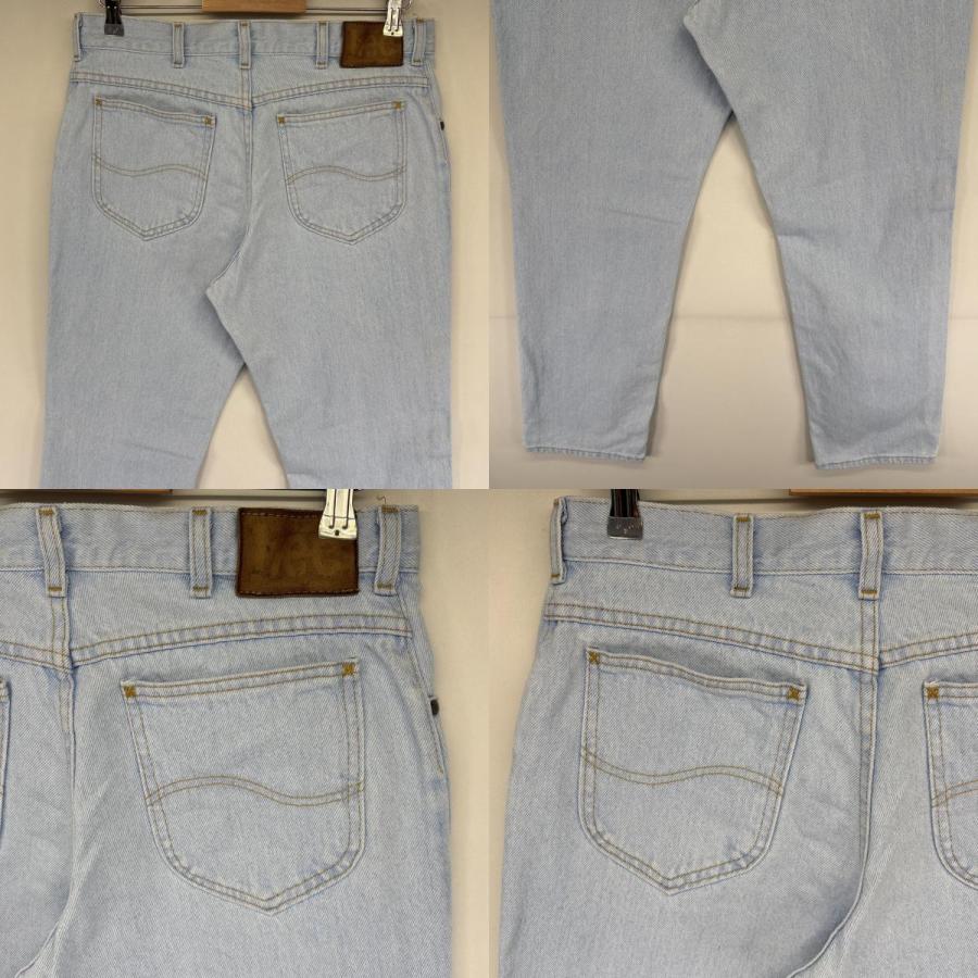 古着 リー Lee デニムパンツ 5ポケット アイスブルー レザーパッチ 