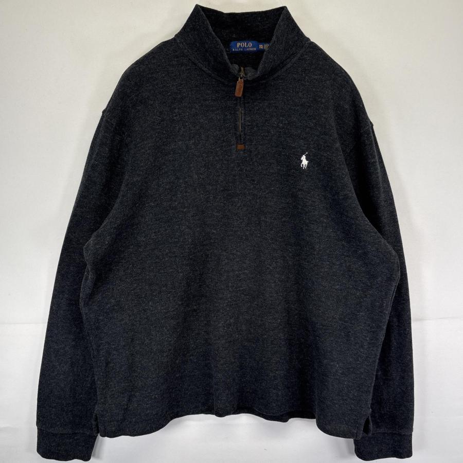ブラック 黒 ラルフローレン 3XL ハーフジップ スウェット トレーナー 古着 POLO RALPH LAUREN（ポロ・ラルフローレン） 古着 スウェット ハーフ