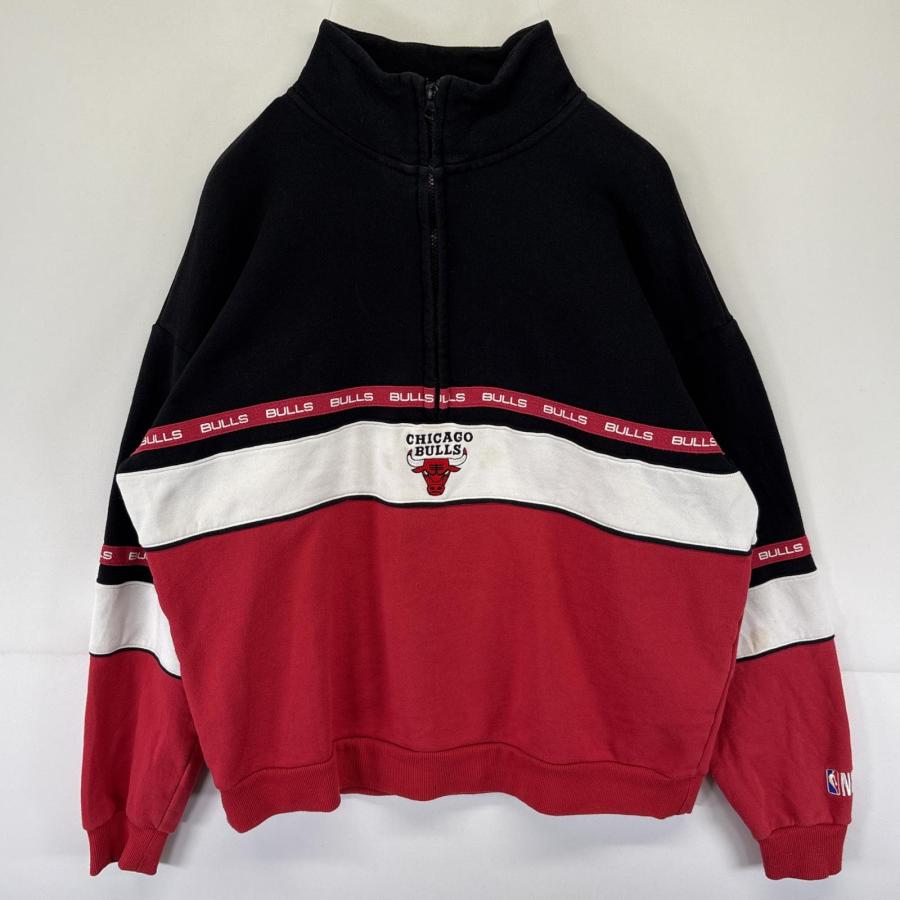古着 スウェット NBL シカゴブルズ ハーフジップ トレーナー ロゴ刺繍