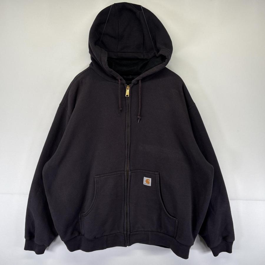 古着 カーハート Carhartt パーカー フルジップ フーディ スウェット 裏地メッシュ ワンポイントロゴ 大きいサイズ  ブラック メンズ Carhartt（カーハート） 古着 パーカー フルジップ フーディ