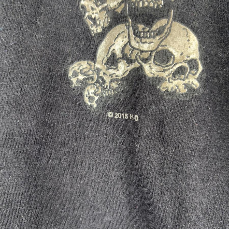 古着 ハーレーダビッドソン HARLEY DAVIDSON 長袖Tシャツ スカル バックプリント ロゴ 大きいサイズ XXL  ブラック メンズ 古着 ハーレーダビッドソン HARLEY DAVIDSON 長袖Tシャツ スカル