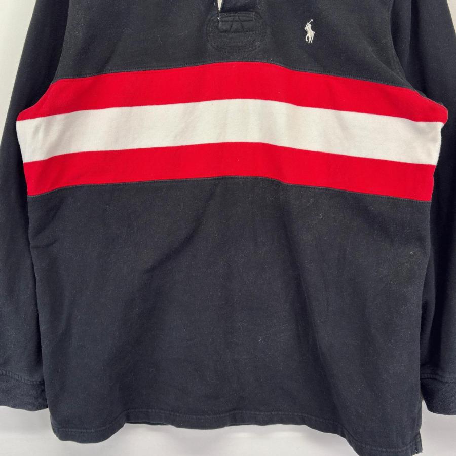 ポロバイラルフローレン 太ボーダー 刺繍ロゴ 長袖 ラガーシャツ L～XL相当 古着 ラルフローレン Ralph Lauren POLO by ボーダー柄 長袖 ラガー