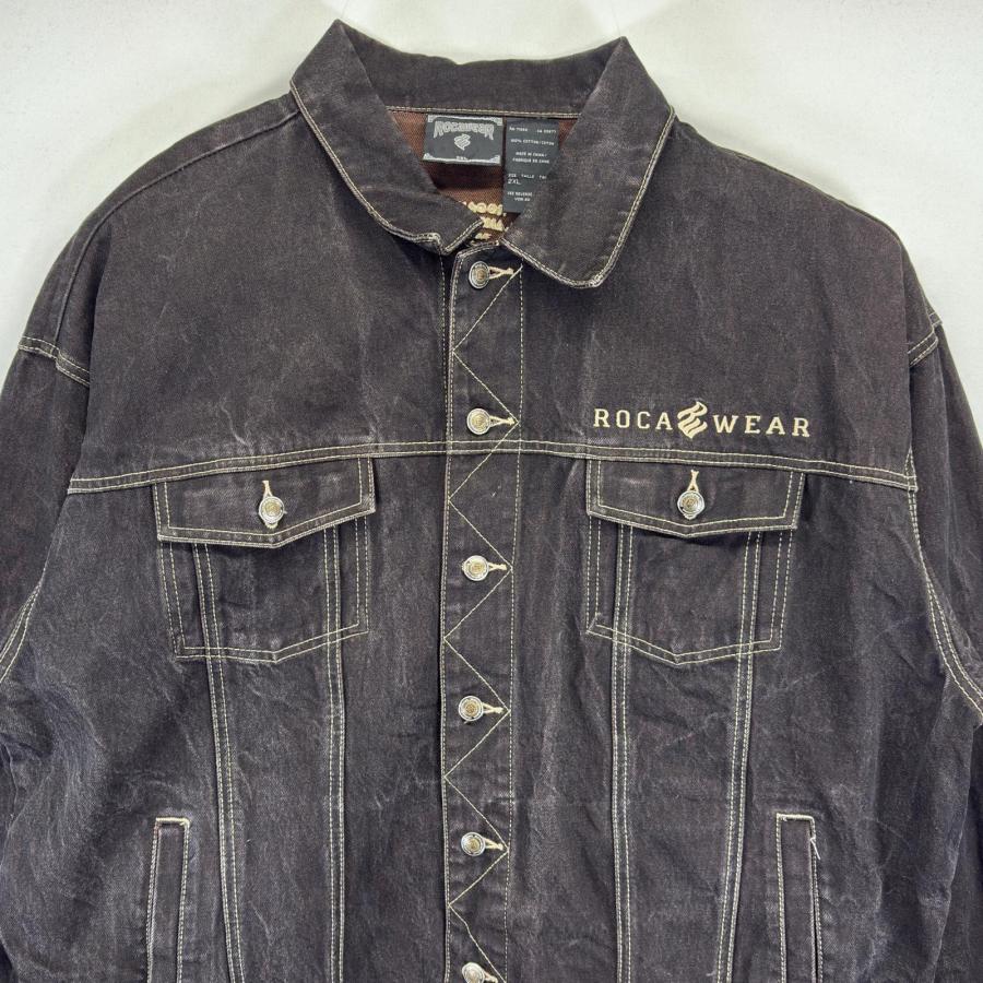 古着 ロカウェア Roca wear デニムジャケット 大きいサイズ ロゴ刺繍 G