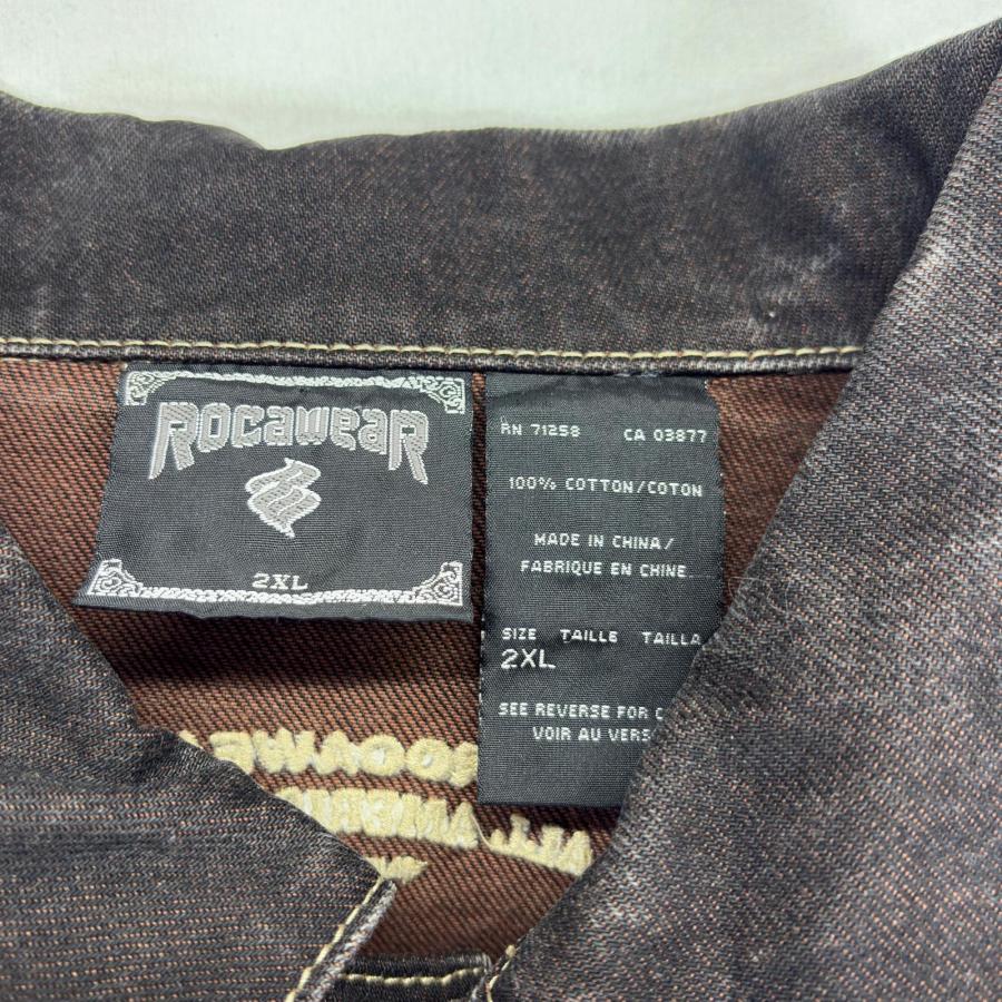 古着 ロカウェア Roca wear デニムジャケット 大きいサイズ ロゴ刺繍 G