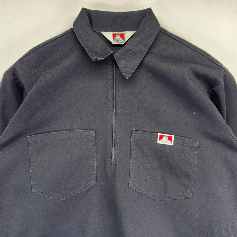 古着 ベンデイビス BEN DAVIS USA製 長袖 ワークシャツ ハーフジップ