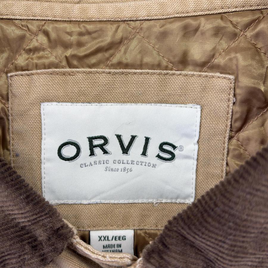 古着 オービス ORVIS カバーオール 大きいサイズ ハンティングジャケット 中綿 裏地キルティング アウトドア 2XL  ベージュ メンズ 古着 オービス ORVIS カバーオール 大きいサイズ ハンティング